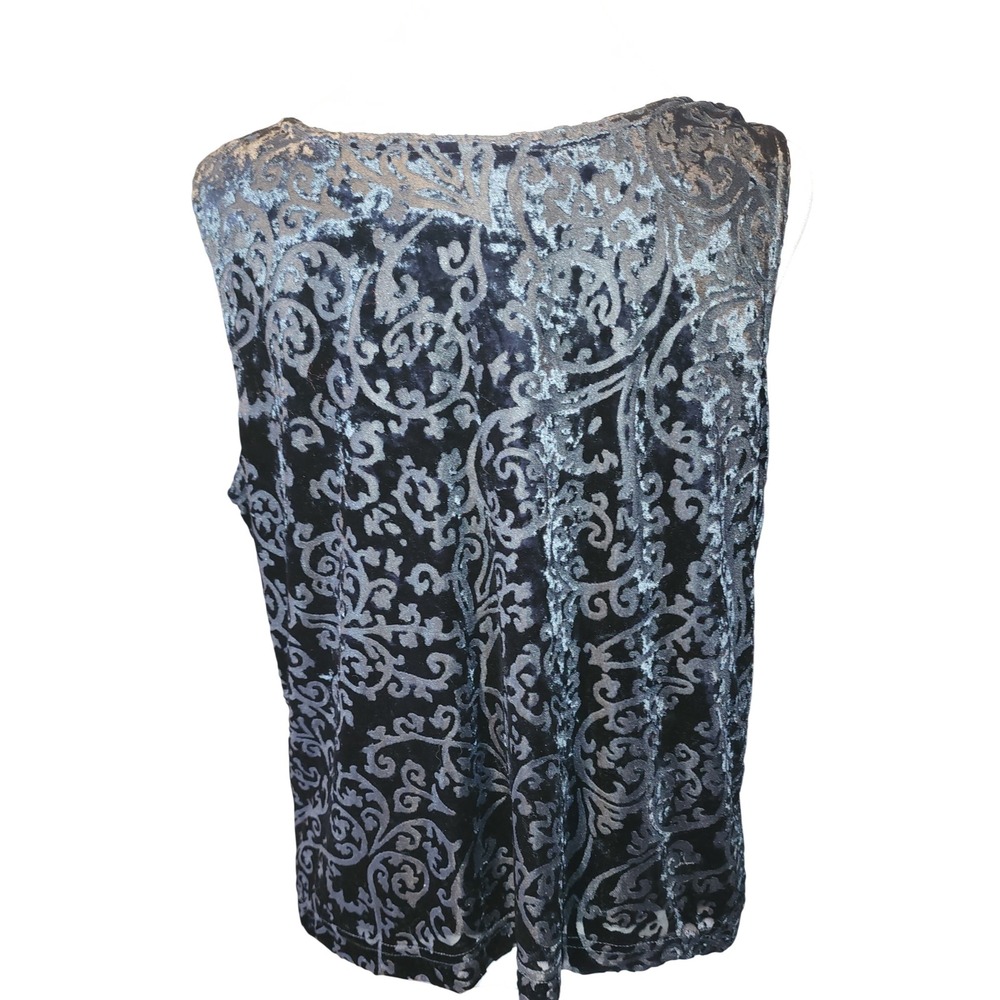 Black Burnout Velvet Cardigan and Tank Set Damask Scroll Whimsigoth Y2K - Picture 6 of 12
